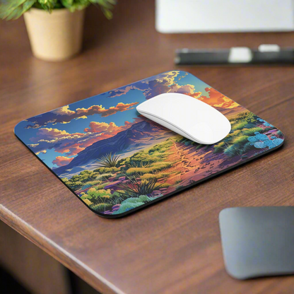 Desert Dusk Journey Mouse Pad - Navigate Your Day with Desert Serenity - Smooth, Scenic Clicks Await!