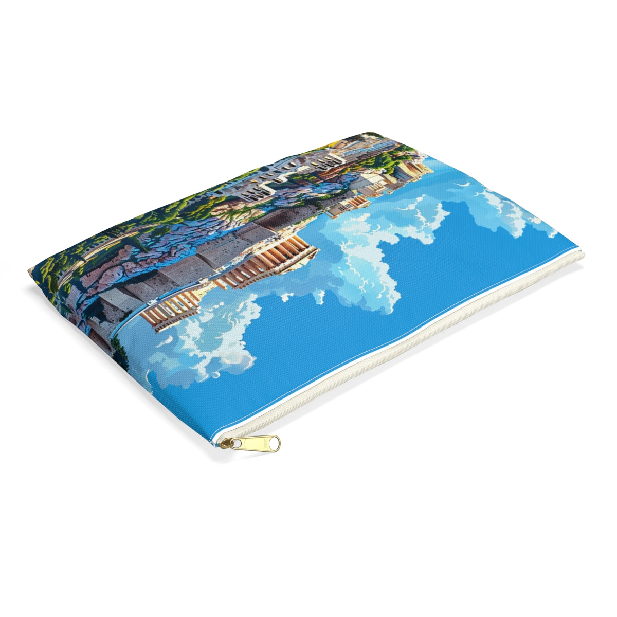 Acropolis Skyline Splendor Accessory Pouch - side view, laying flat