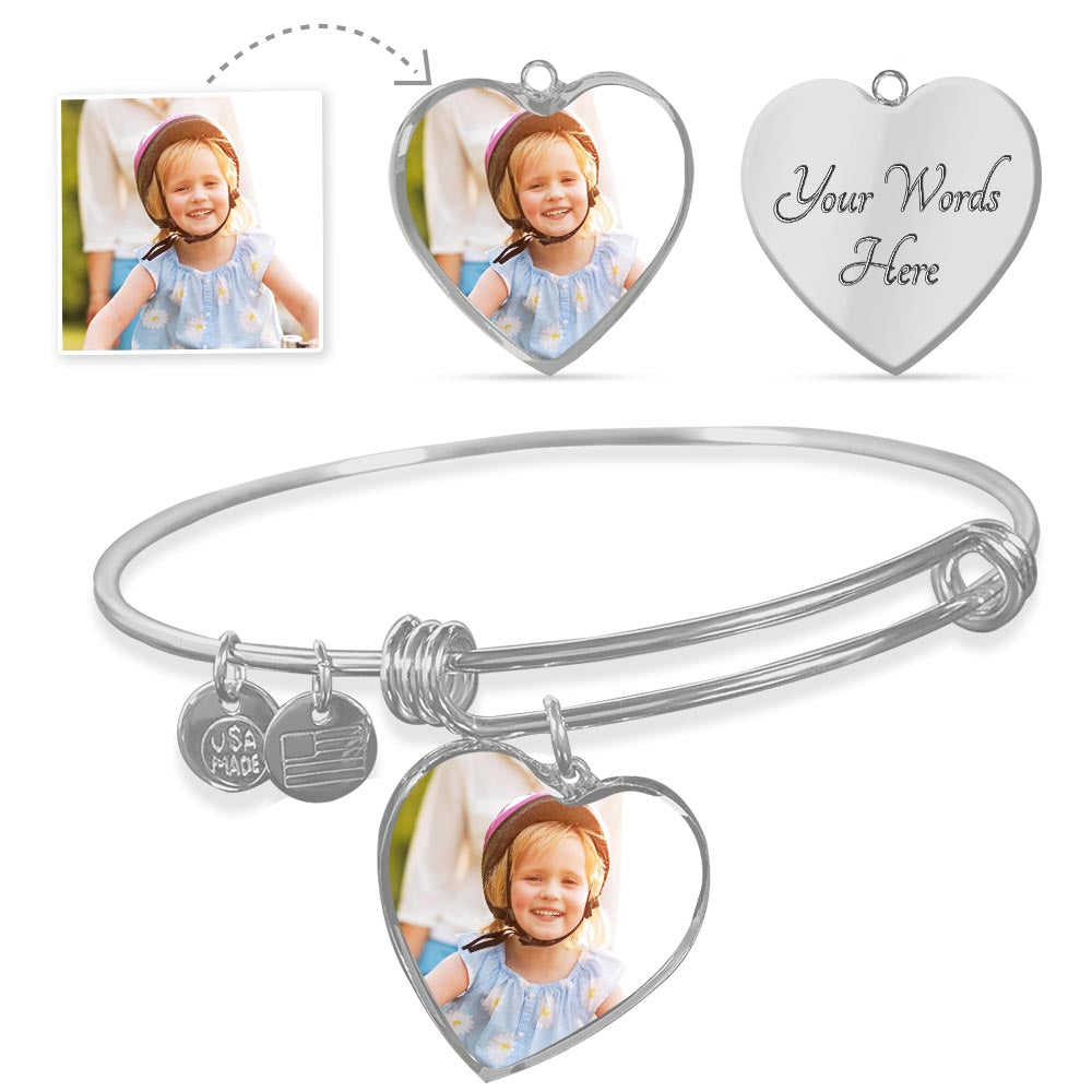 Cherished Memories Heart Bracelet - Personalized Photo & Engraved - A Personalized Keepsake of Love--Crafted with Care, Cherished Forever.