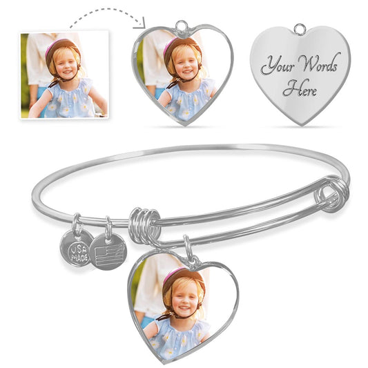 Cherished Memories Heart Bracelet - Personalized Photo & Engraved - A Personalized Keepsake of Love--Crafted with Care, Cherished Forever.
