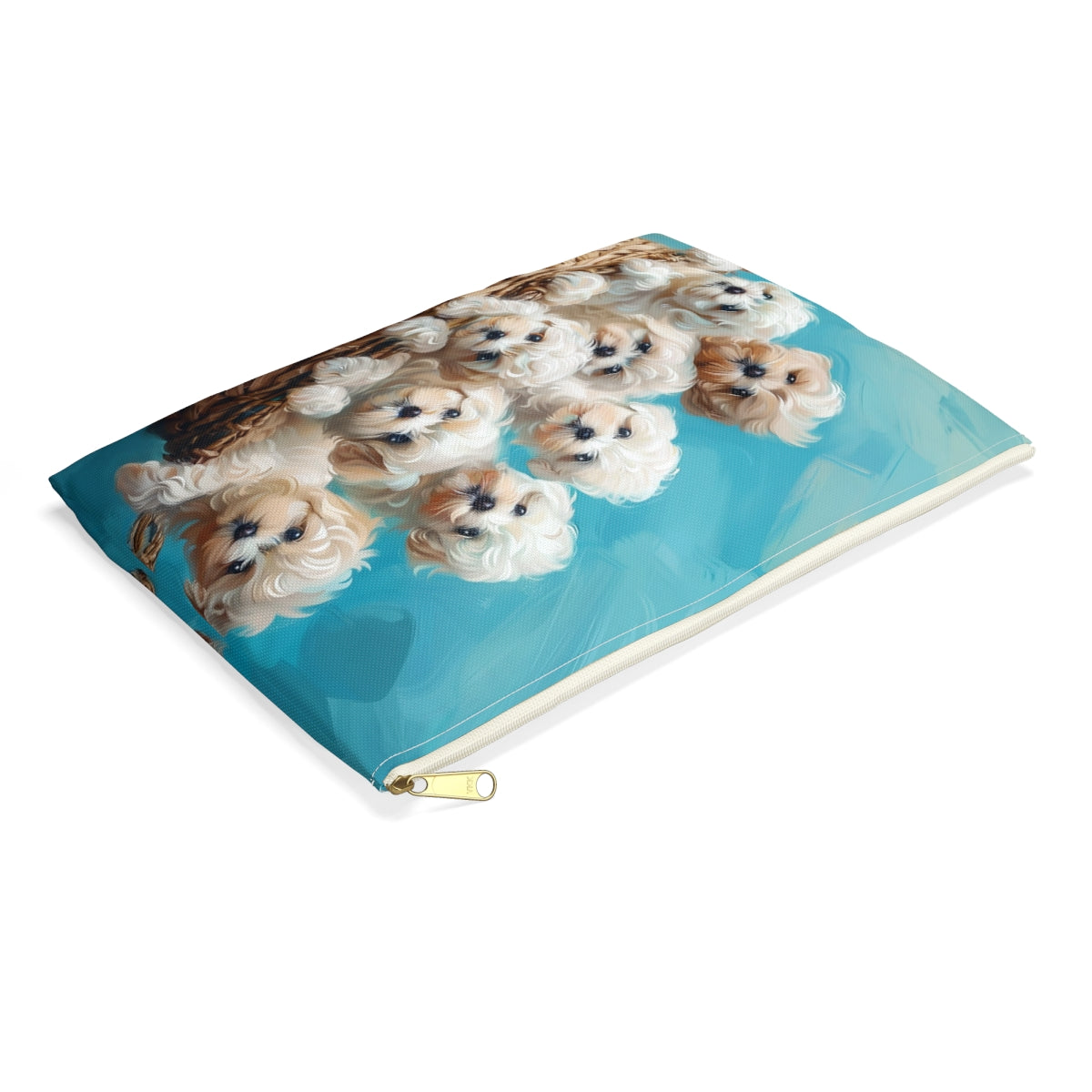 Basket of Puppy Love Accessory Pouch - side view, laying flat