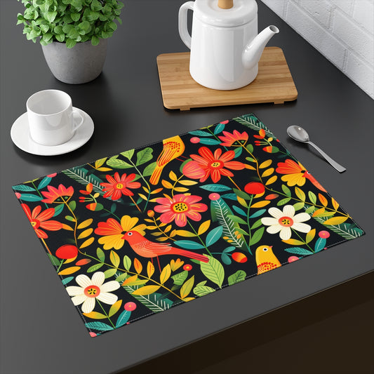 Blooming Bird Wonderland Placemat on table