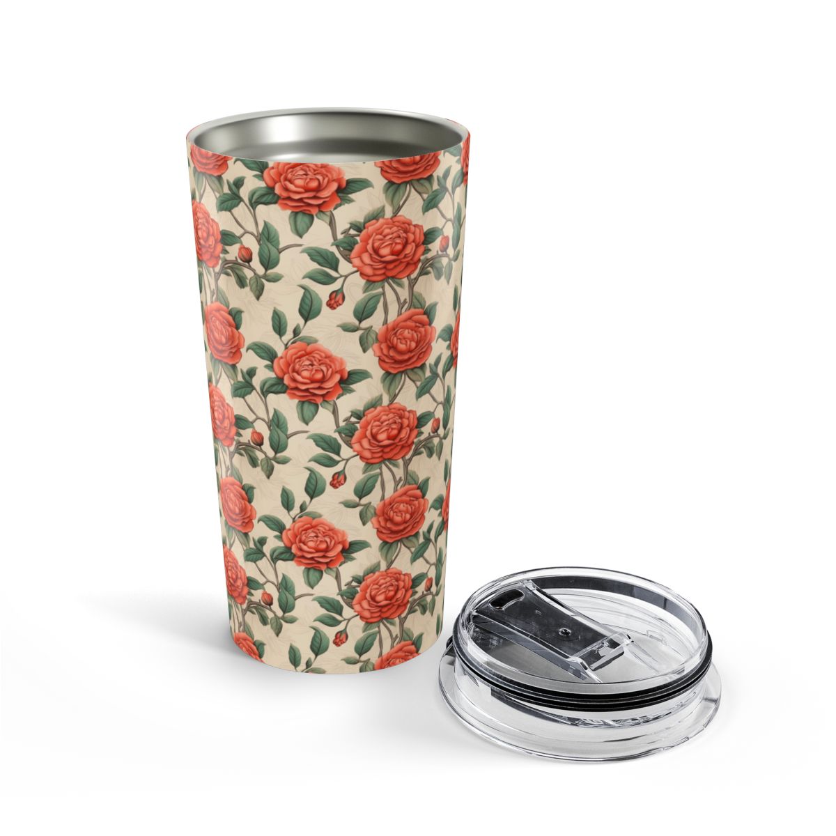 Romantic Rose insulated tumbler opened view