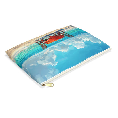 Beachside Dinner Delight Accessory Pouch - side view, laying flat