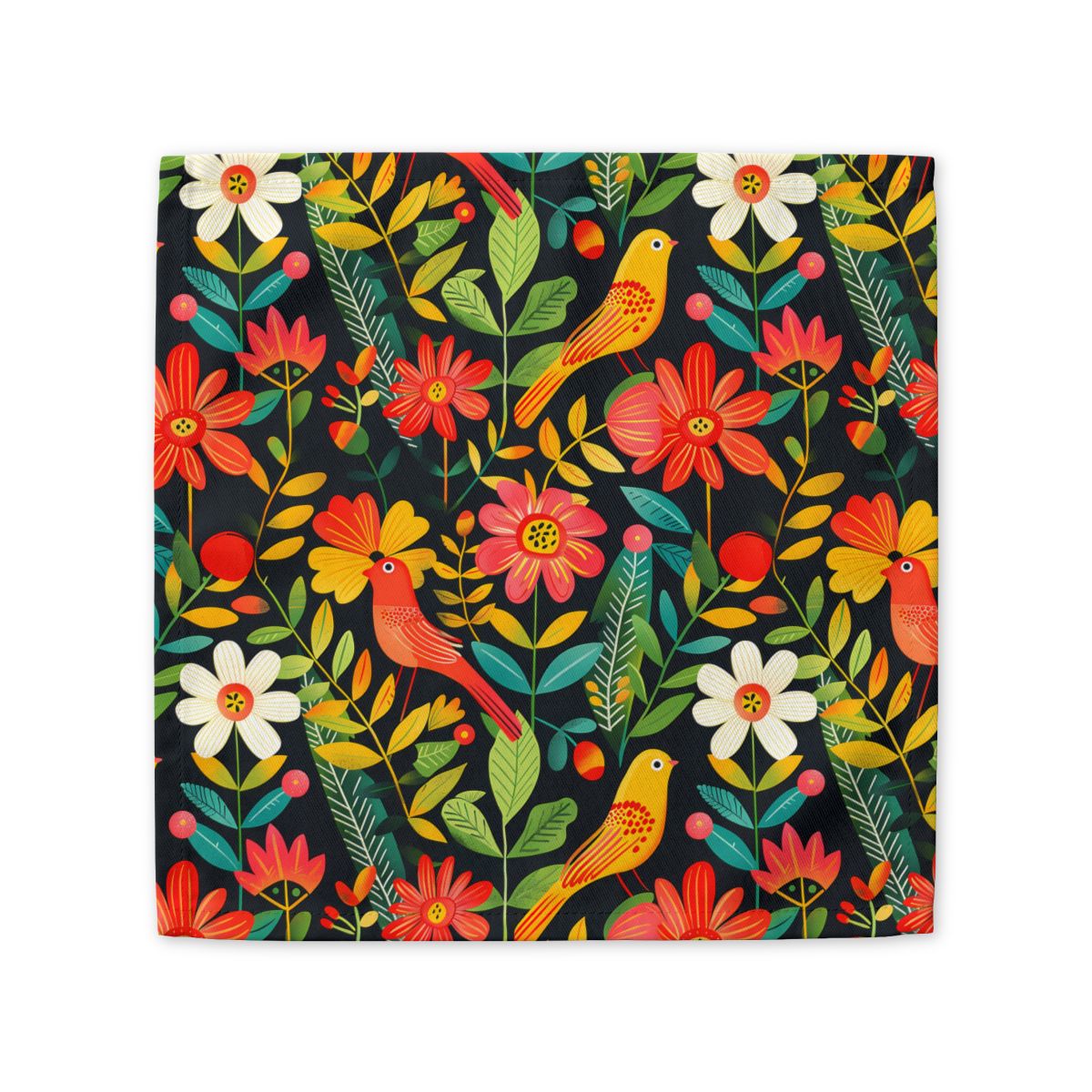 Blooming Bird Wonderland Cloth Napkins - 100% Cotton Twill - Dinner & Cocktail Sizes - Sets of 4 or 8