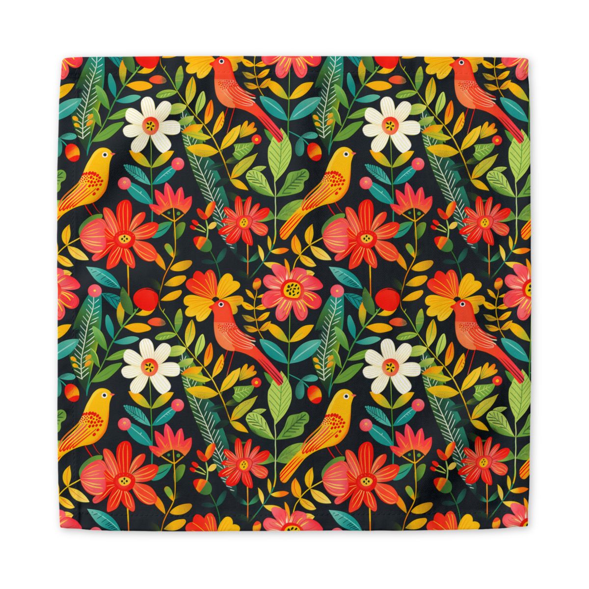 Blooming Bird Wonderland Cloth Napkins - 100% Cotton Twill - Dinner & Cocktail Sizes - Sets of 4 or 8