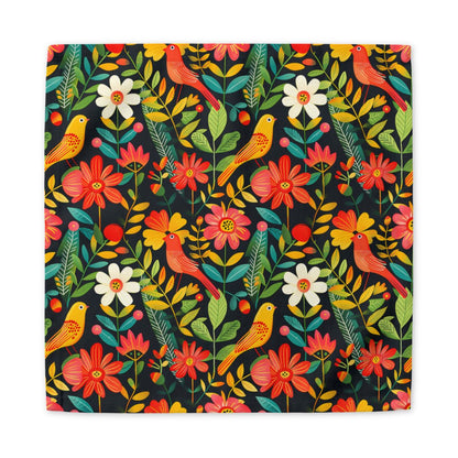 Blooming Bird Wonderland Cloth Napkins - 100% Cotton Twill - Dinner & Cocktail Sizes - Sets of 4 or 8