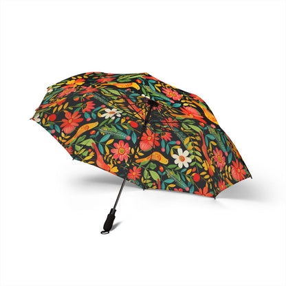 Blooming Bird Wonderland foldable umbrella, open — side view