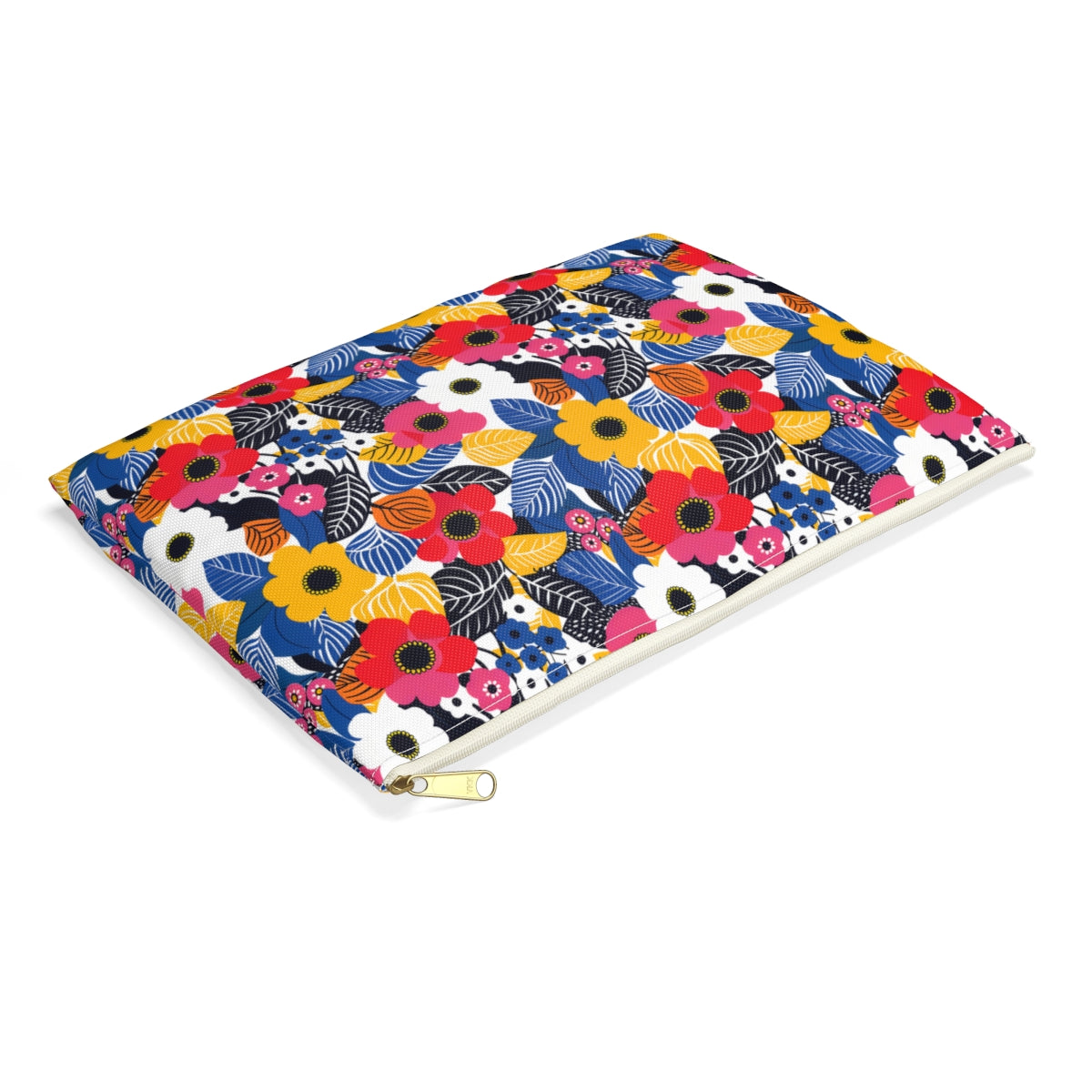 Blossom Burst Accessory Pouch - side view, laying flat