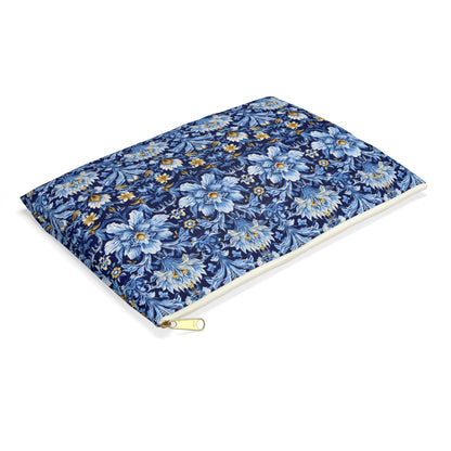 British Heritage Floral Accessory Pouch - side view, laying flat