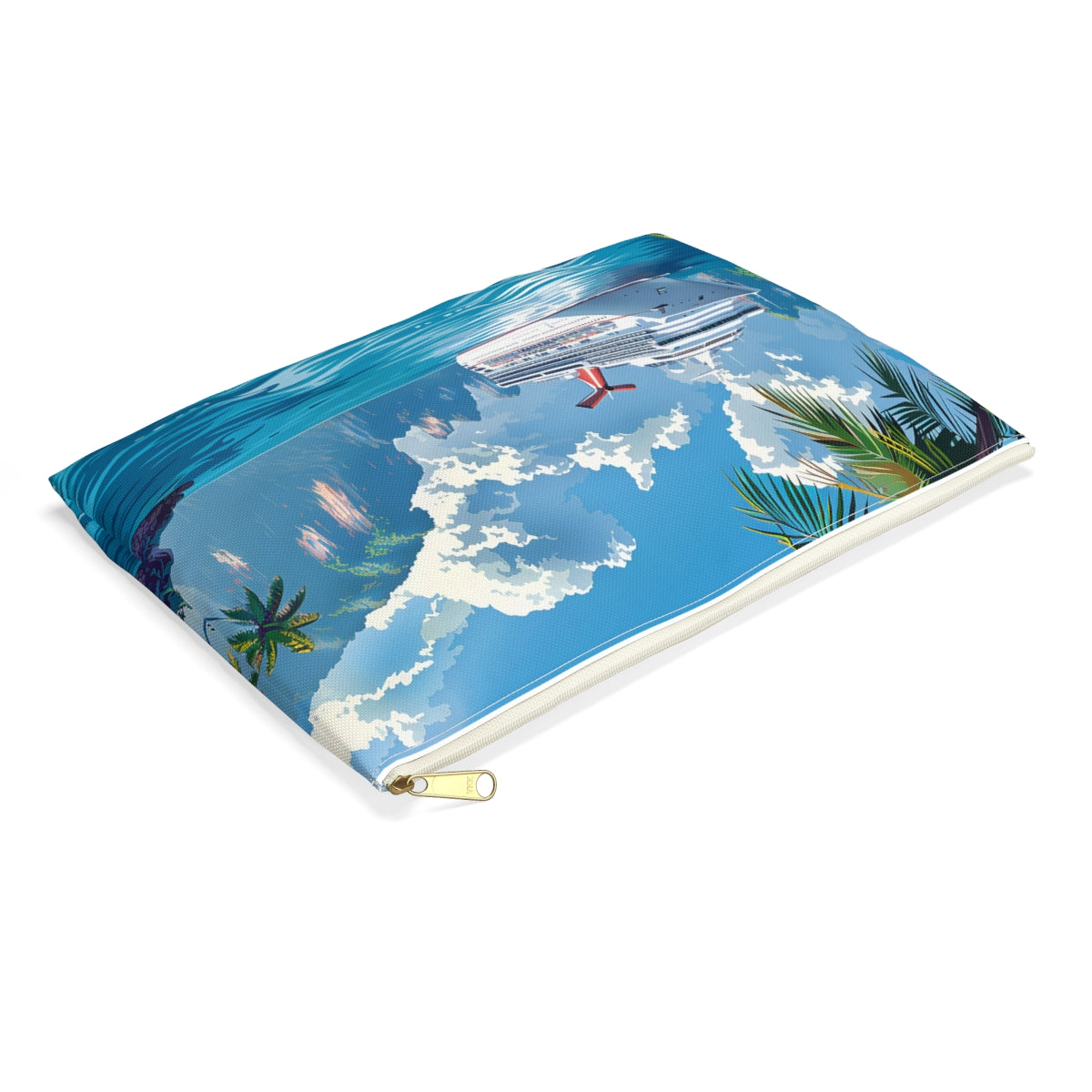 Caribbean Cruise Bliss Accessory Pouch - side view, laying flat