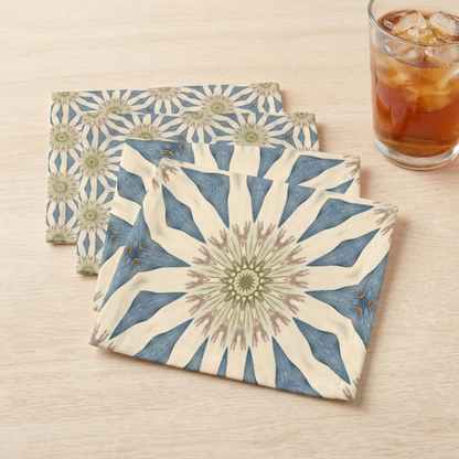 Celestial Harmony cocktail napkin set flat lay with iced tea scale cue