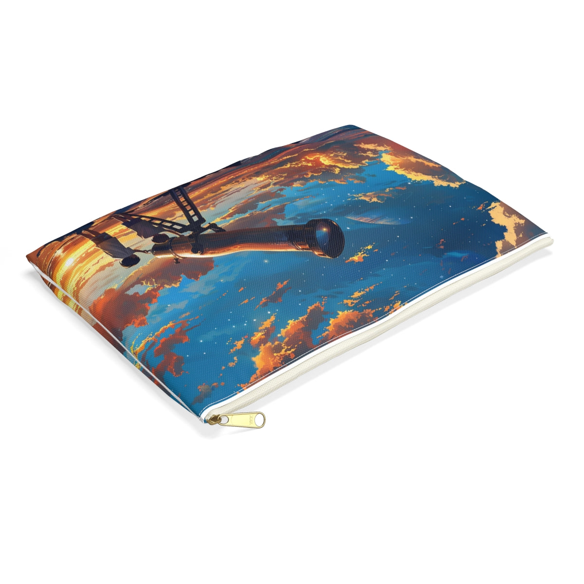 Cosmic Curiosity Accessory Pouch - side view, laying flat