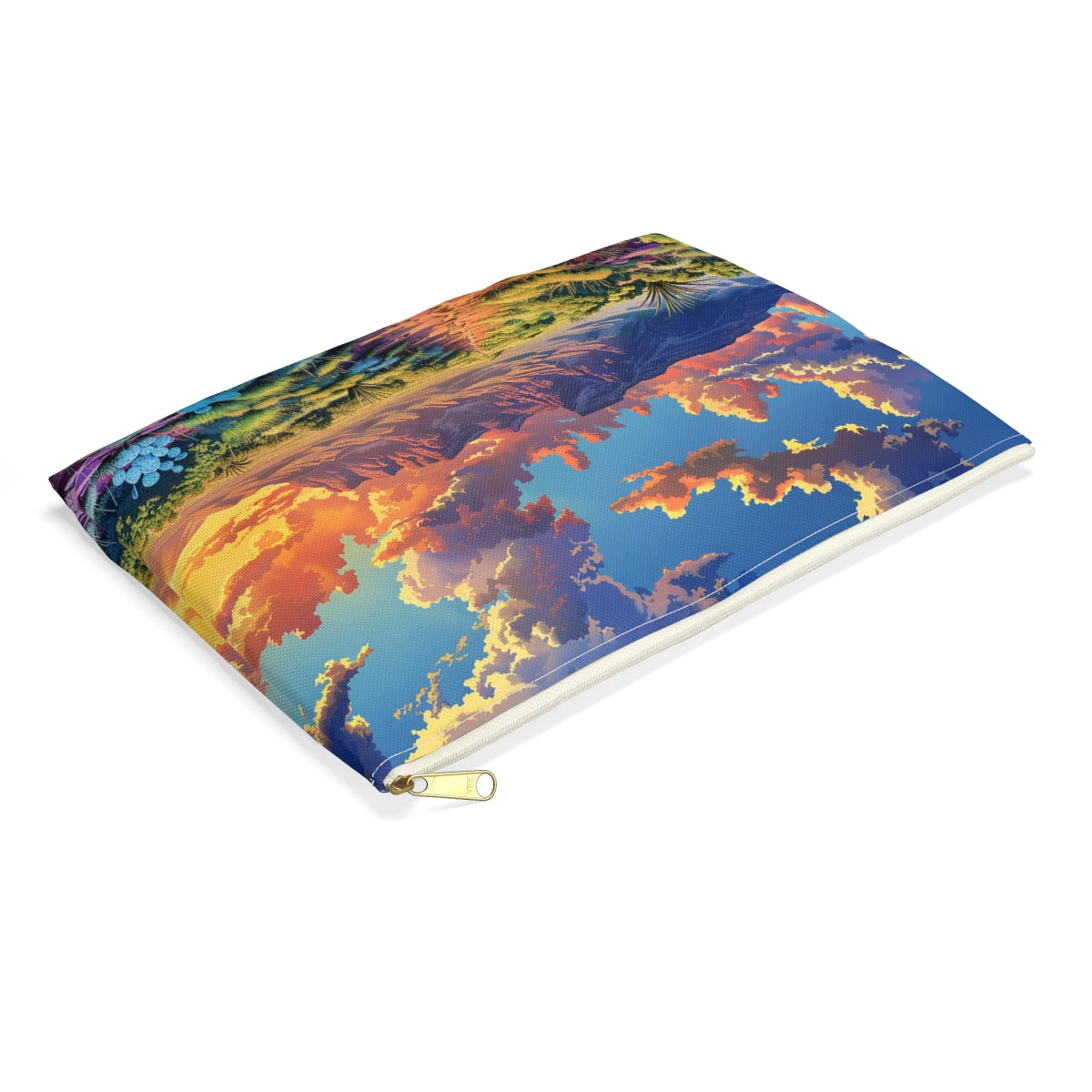 Desert Dusk Journey Accessory Pouch - side view, laying flat