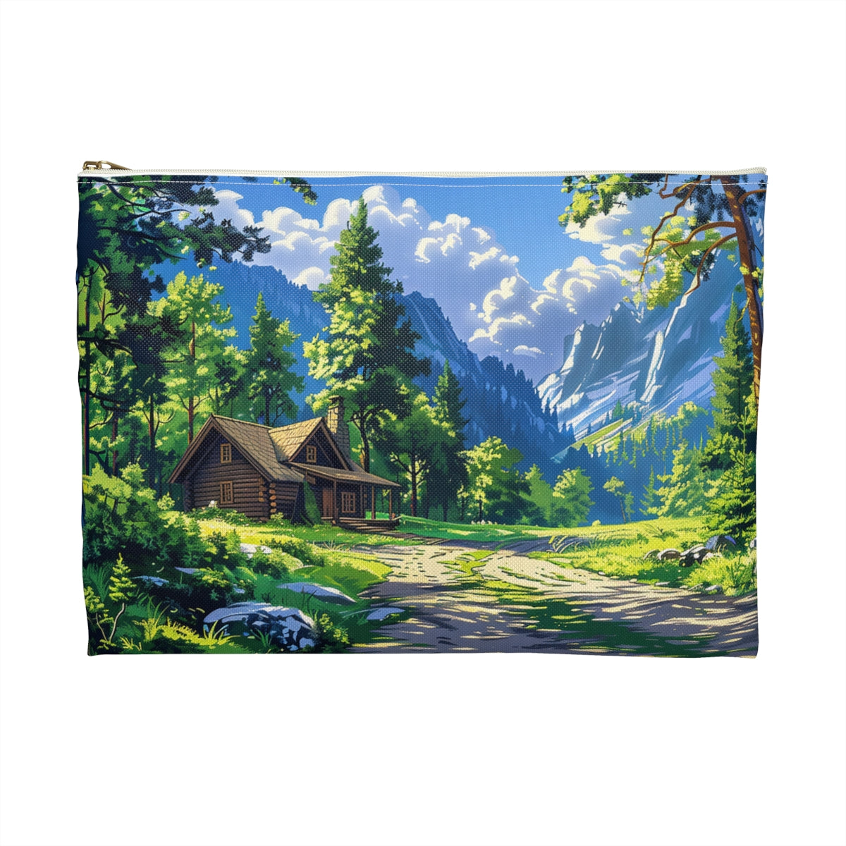 Dreams of a High Mountain Log Cabin Accessory Pouch - back view