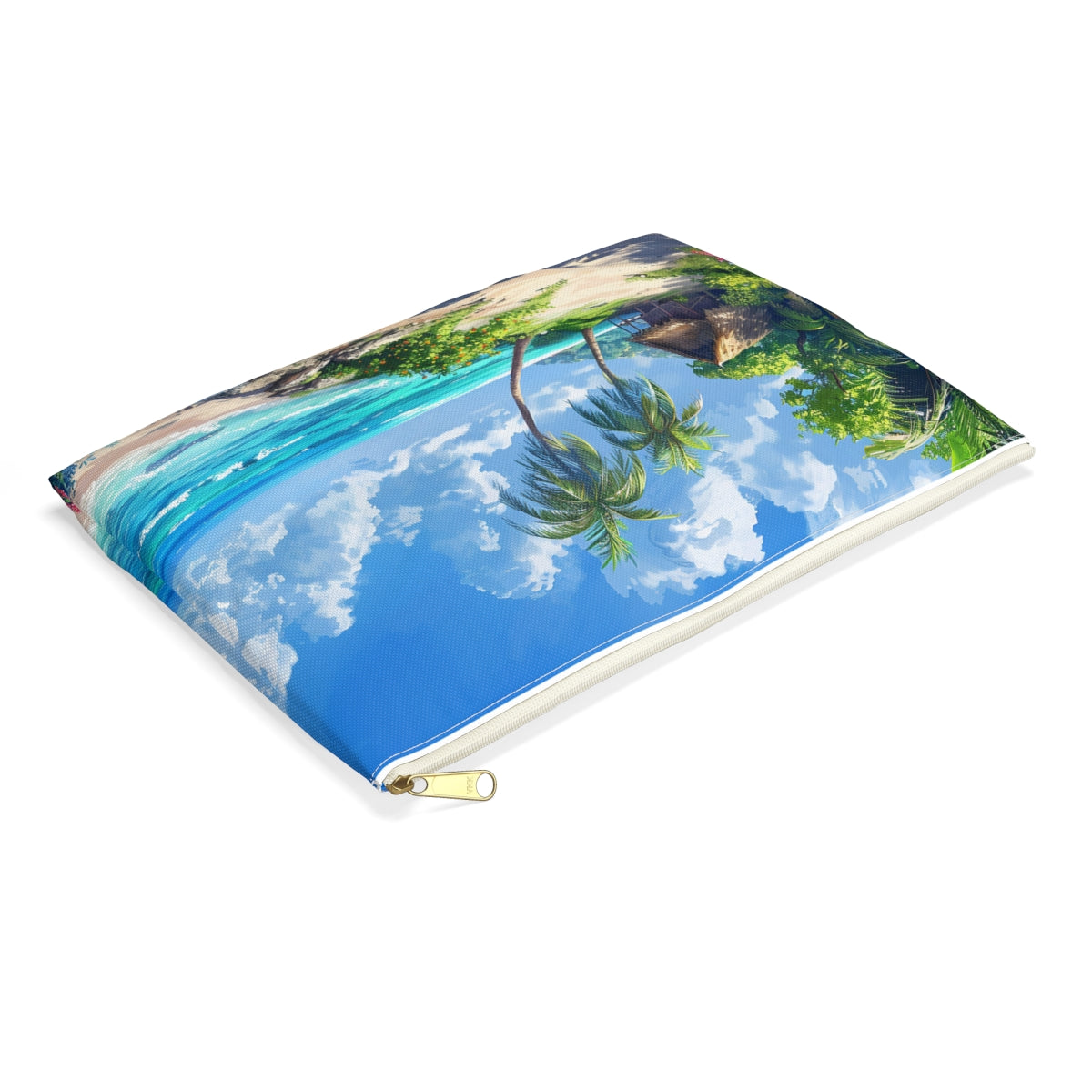 Dreams of a Tropical Island Accessory Pouch - side view, laying flat