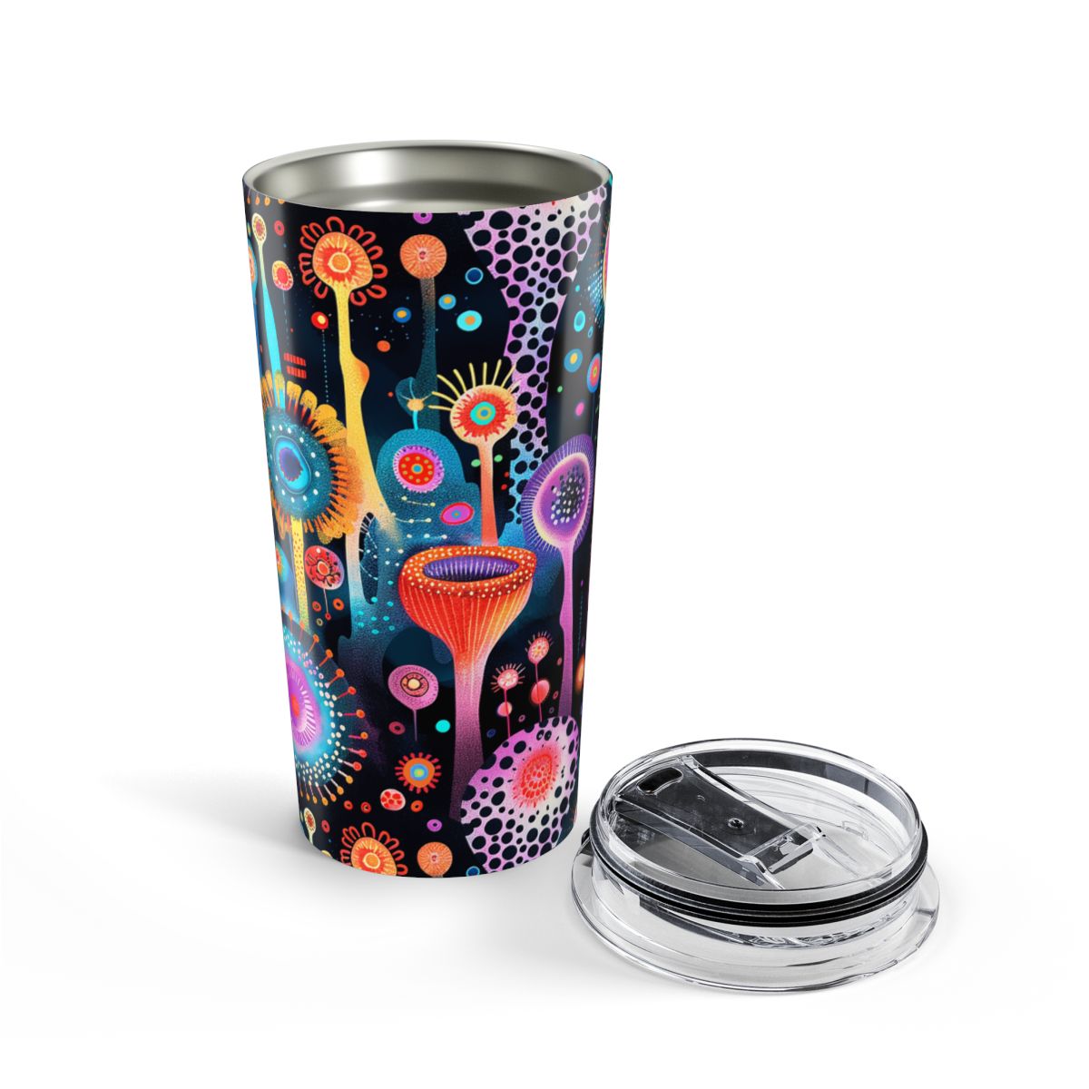 Surreal Seascape Forest insulated tumbler opened view