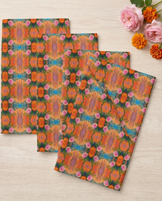 Floral Fiesta dinner napkins, set of four, elongated fold