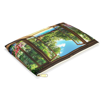 Garden View Retreat Accessory Pouch - side view, laying flat