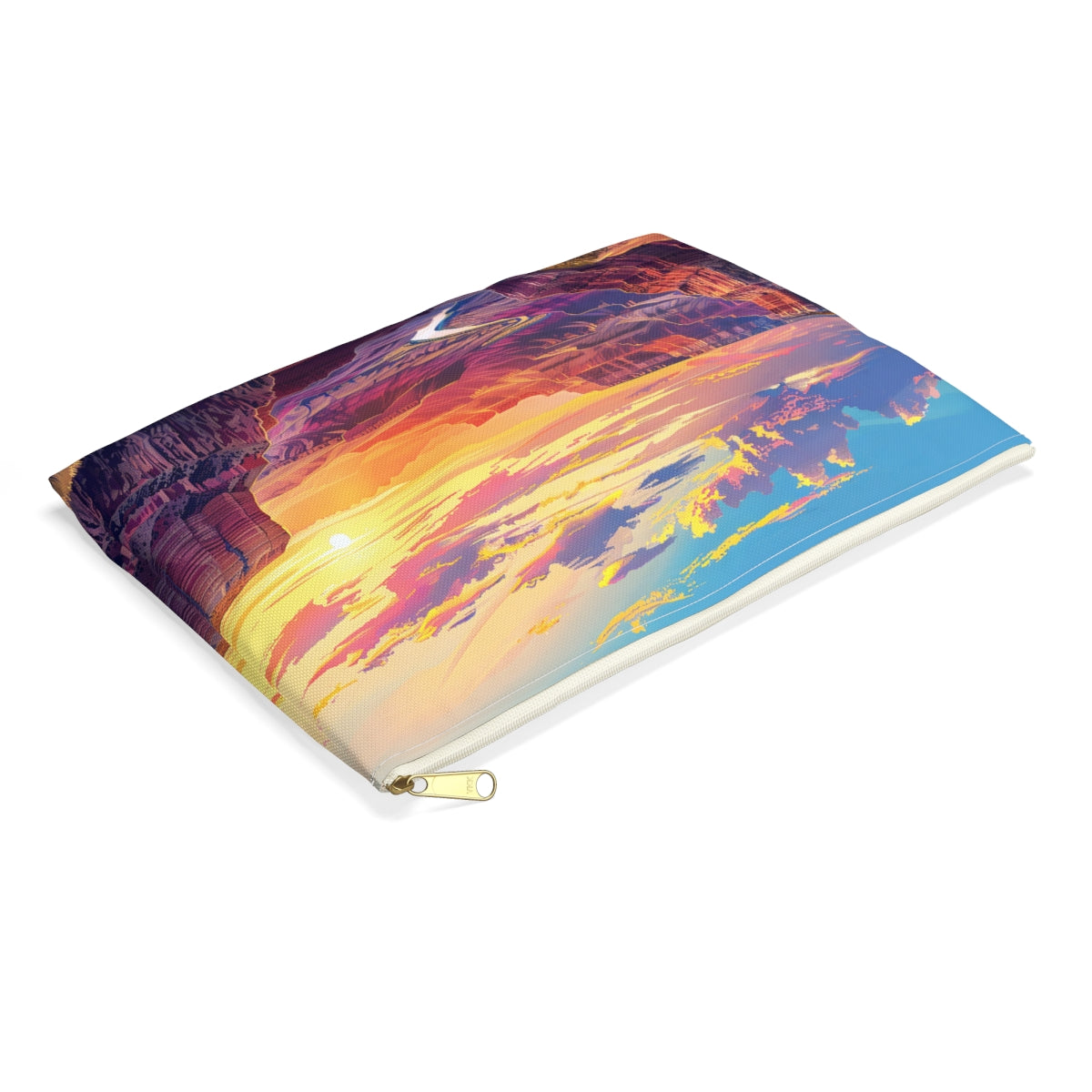 Golden Grand Canyon Glow Accessory Pouch - side view, laying flat