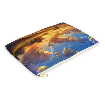 Golden Sunset Ride Accessory Pouch - side view, laying flat