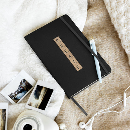 Create Wooden Letters Hardcover Bound Notebook - Available in 6 colors.