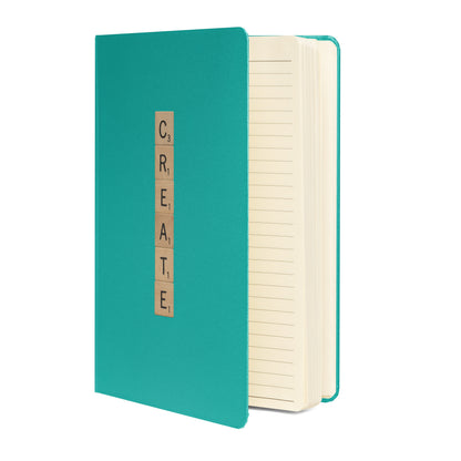 Create Wooden Letters Hardcover Bound Notebook - Available in 6 colors.