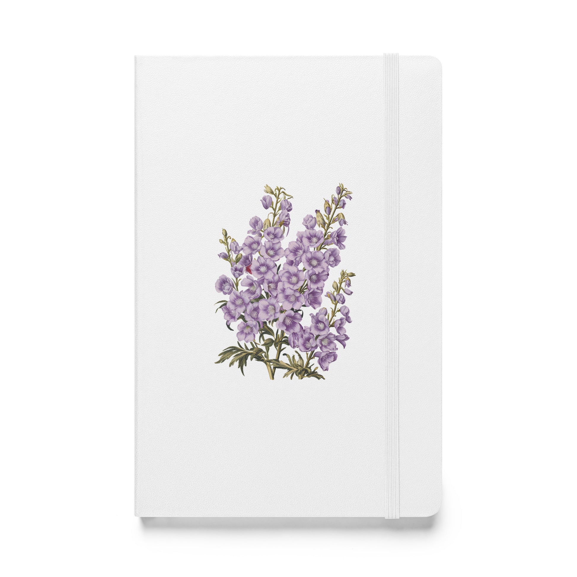 July Birth Month Flower - Larkspur Hardcover Bound Notebook - Celebrate with July's Vibrant Spirit! Available in 4 colors.