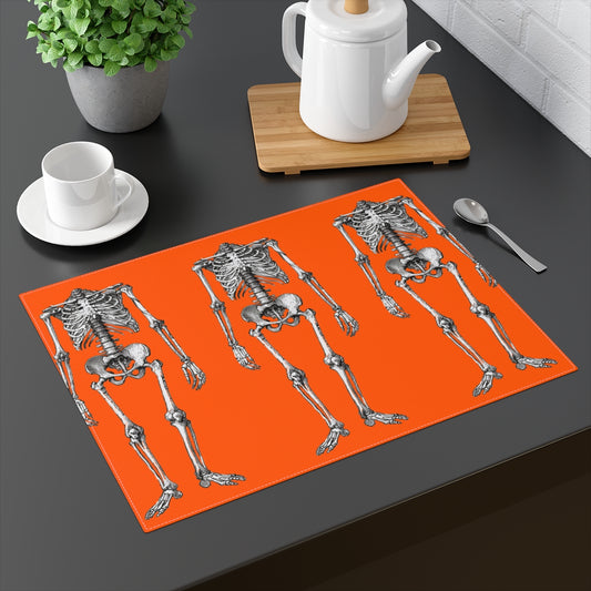 Head Chef Bone Appetit Halloween placemat, orange, straight-on