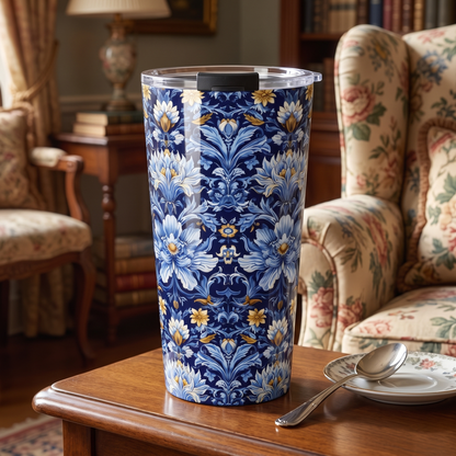 British Heritage Floral Insulated Tumbler - 20 oz. Stainless Steel, Glossy Finish