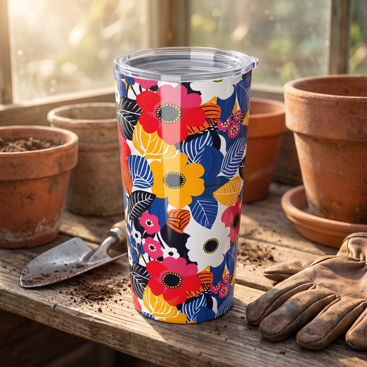 Blossom Burst Insulated Tumbler - 20 oz. Stainless Steel, Glossy Finish
