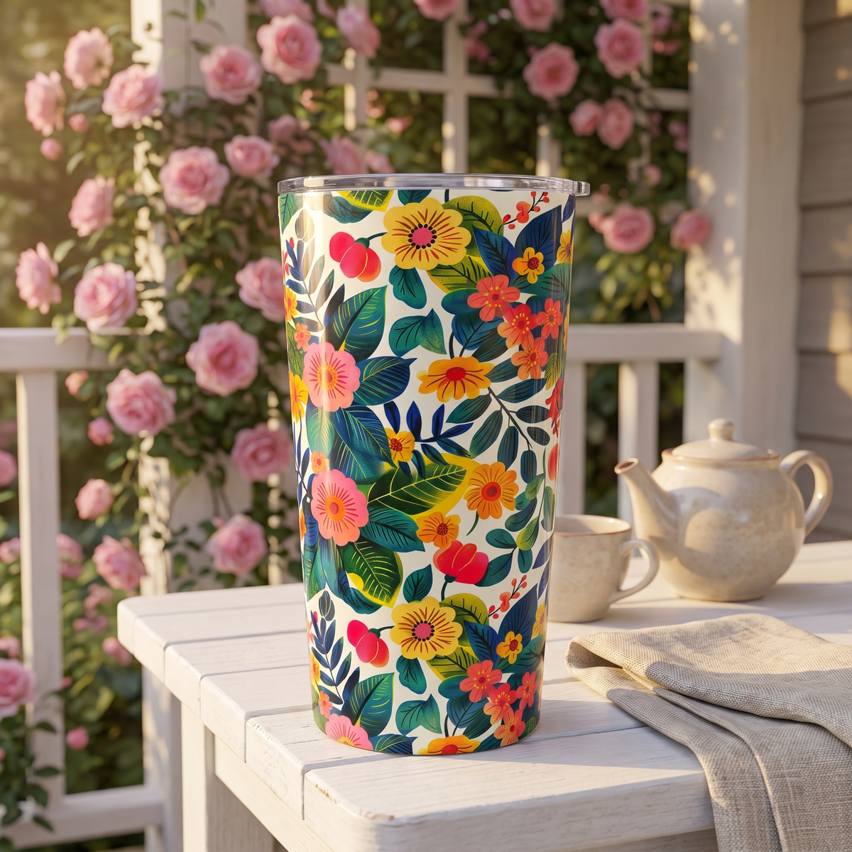 Blossom Bliss Insulated Tumbler - 20 oz. Stainless Steel, Glossy Finish