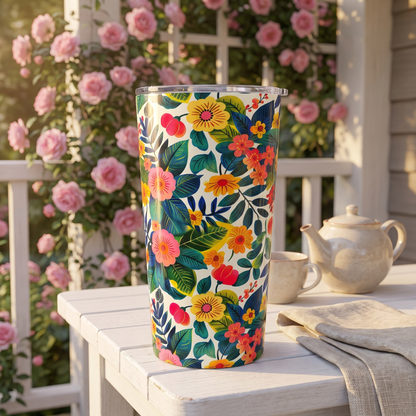 Blossom Bliss Insulated Tumbler - 20 oz. Stainless Steel, Glossy Finish