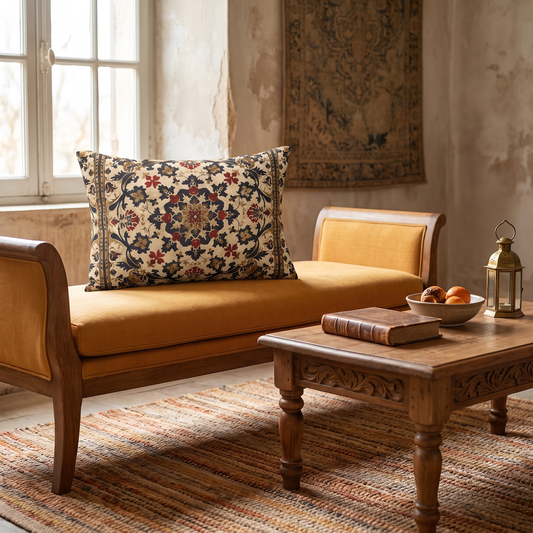 Moroccan Charm lumbar pillow in a styled room