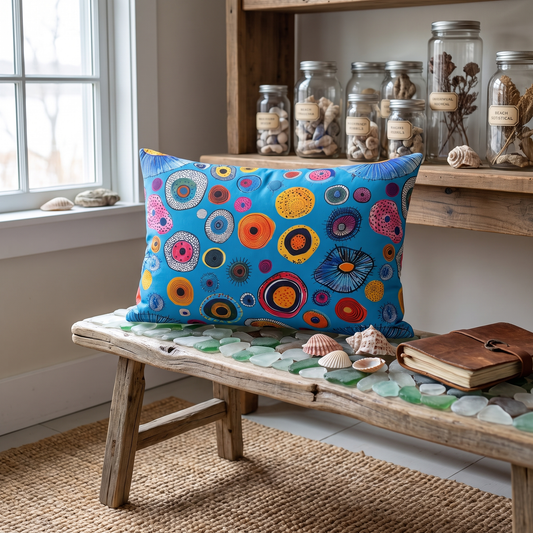 Primordial Sea Life lumbar pillow in a styled room