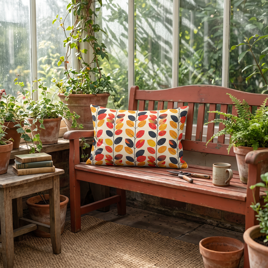 Retro Vines lumbar pillow in a styled room
