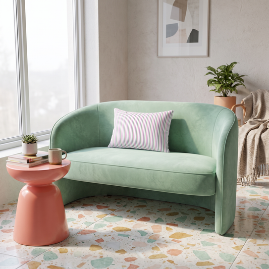 Sorbet Stripe lumbar pillow in a styled room