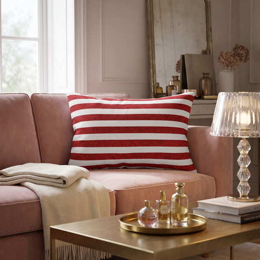 Sparkle Stripes lumbar pillow in a styled room