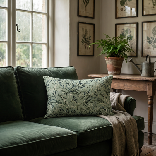 Vintage Vines lumbar pillow in a styled room