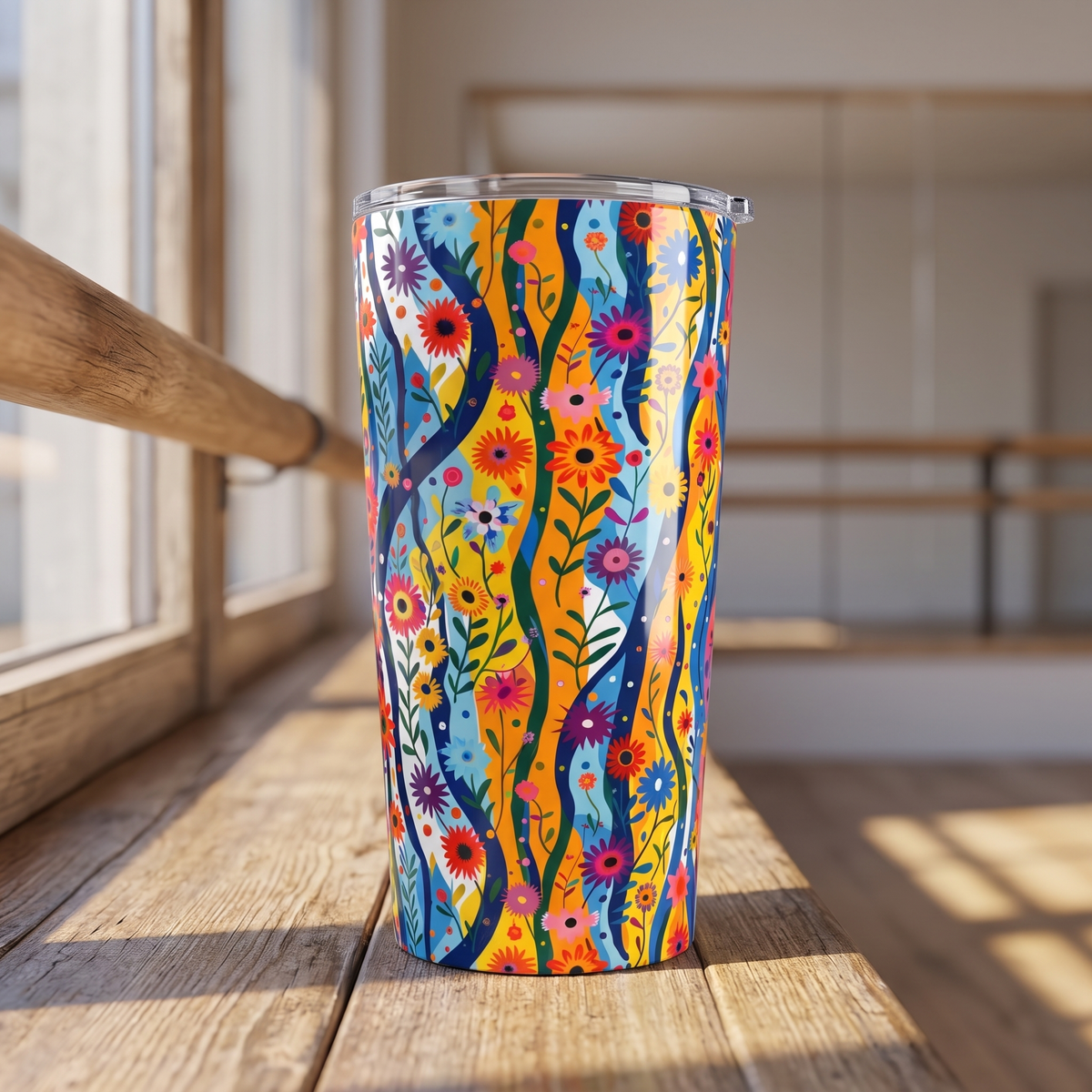 Floral Rhythms Insulated Tumbler - 20 oz. Stainless Steel, Glossy Finish
