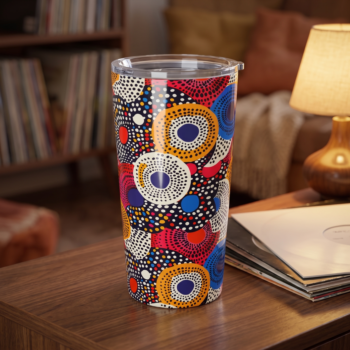 Ethnic Circle Pop Insulated Tumbler - 20 oz. Stainless Steel, Glossy Finish
