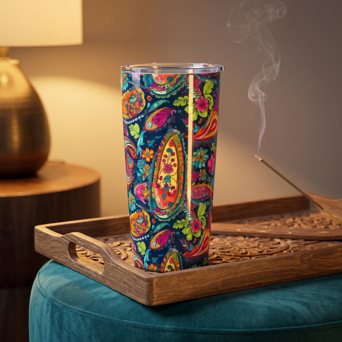 Psychedelic Paisley Party Insulated Tumbler - 20 oz. Stainless Steel, Glossy Finish