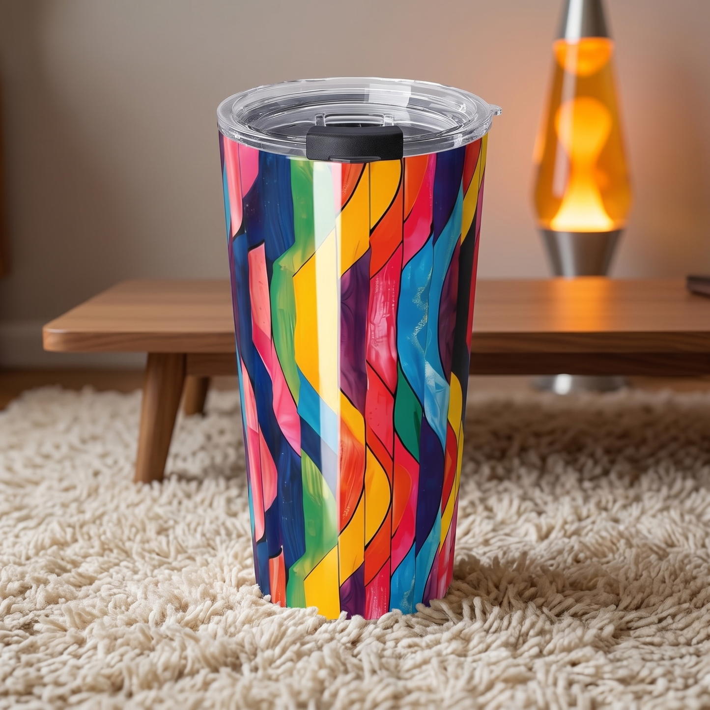 Retro Ripples Insulated Tumbler - 20 oz. Stainless Steel, Glossy Finish
