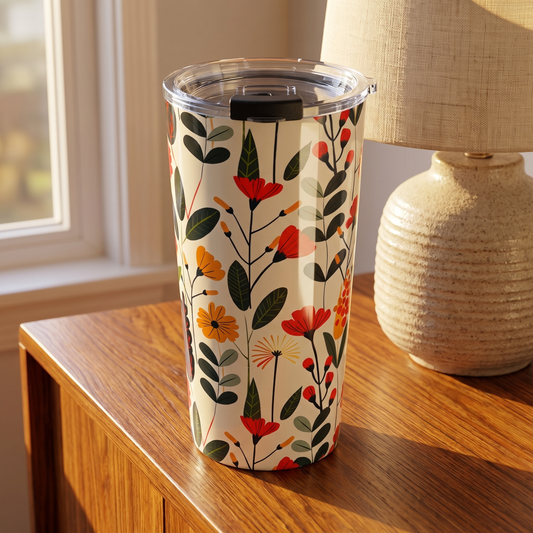 Autumn Bloom Delight Insulated Tumbler - 20 oz. Stainless Steel, Glossy Finish