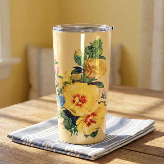 Vintage Yellow Bloom Serenity Insulated Tumbler - 20 oz. Stainless Steel, Glossy Finish