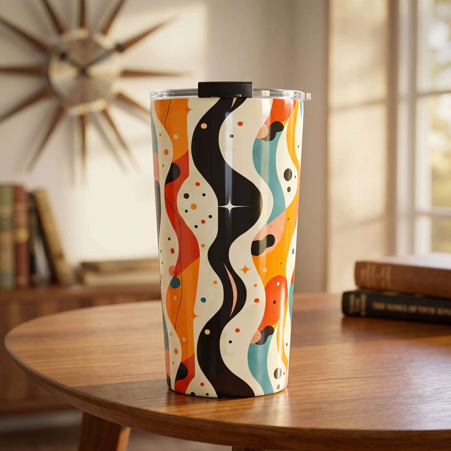 Midcentury Autumn Spacewaves Insulated Tumbler - 20 oz. Stainless Steel, Glossy Finish