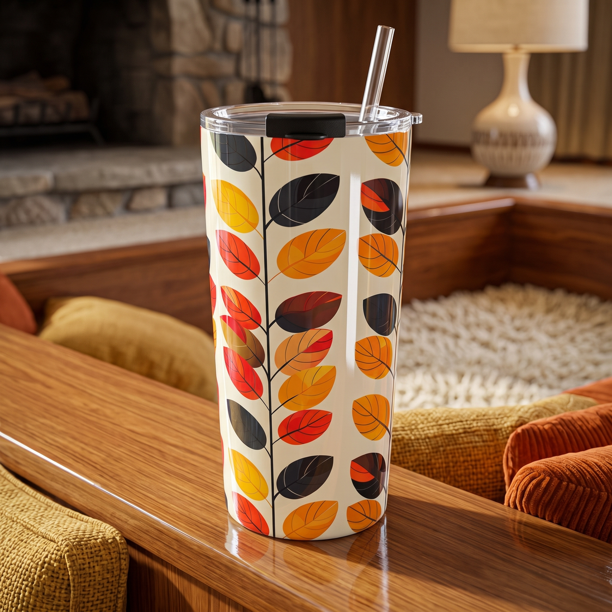 Retro Vines Insulated Tumbler - 20 oz. Stainless Steel, Glossy Finish