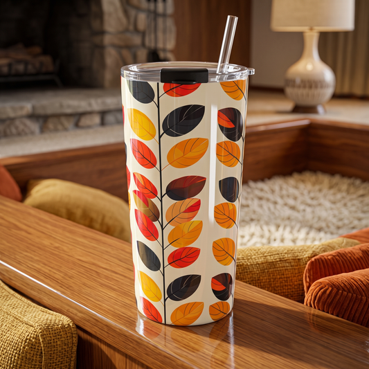 Retro Vines Insulated Tumbler - 20 oz. Stainless Steel, Glossy Finish