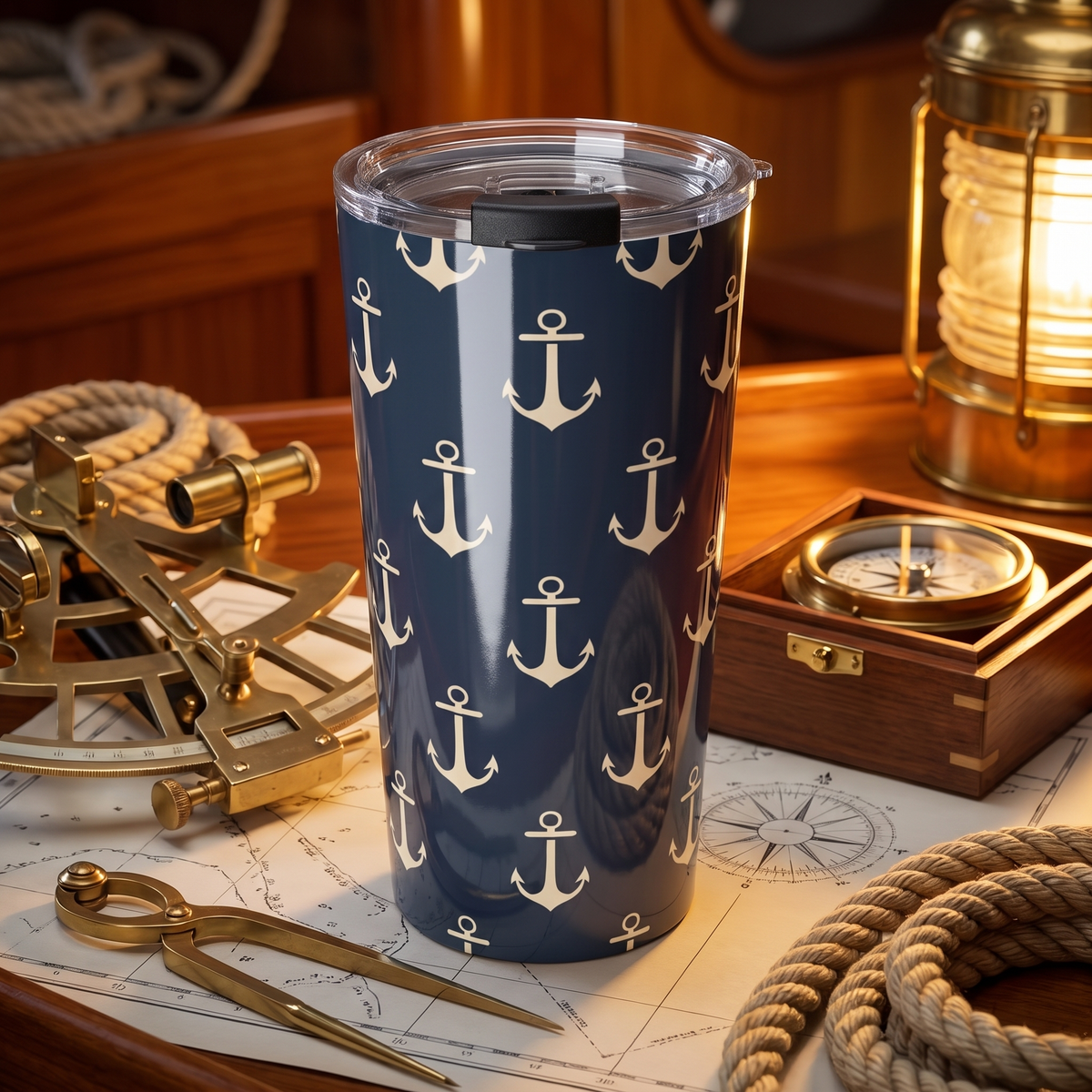 Anchors Aweigh Insulated Tumbler - 20 oz. Stainless Steel, Glossy Finish