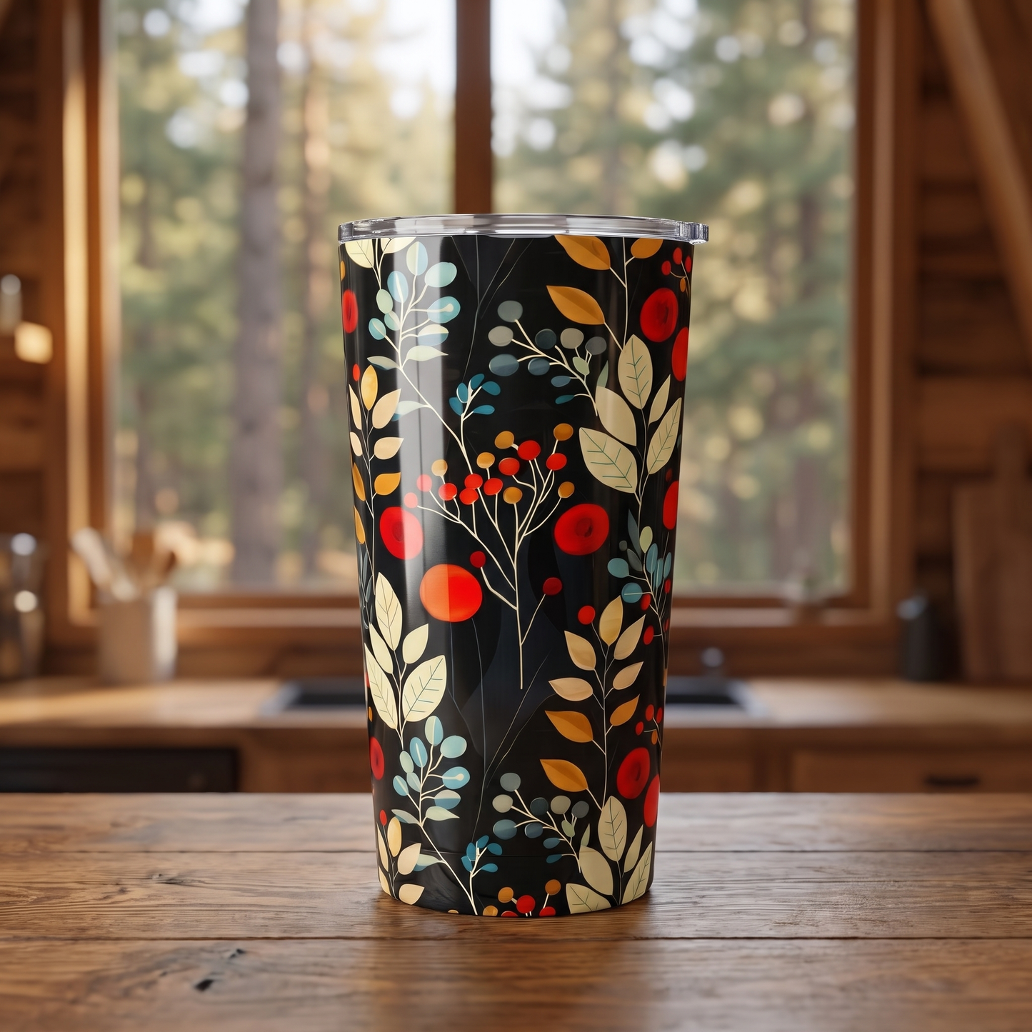 Retro Woodland Whispers Insulated Tumbler - 20 oz. Stainless Steel, Glossy Finish